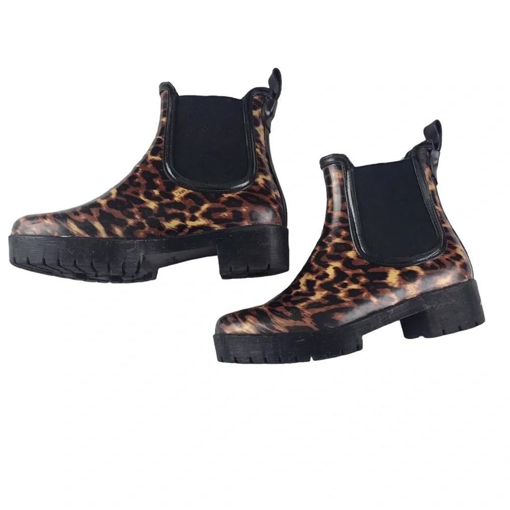 Jeffrey Campbell Cloudy Leopard Chelsea Platform Rain Lug Sole Boot Wome…